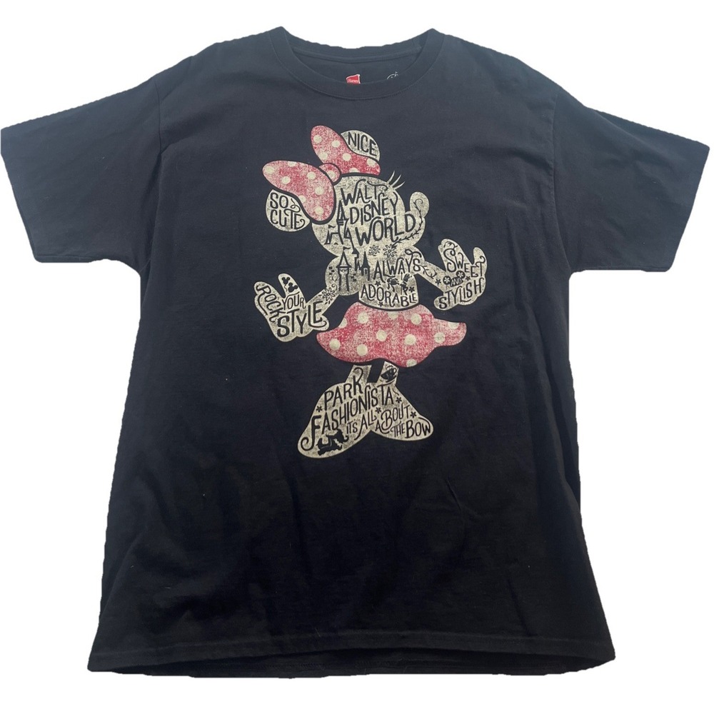 Disney Parks Minnie Mouse Outline Walt Disney World Black T-shirt Large - Picture 1 of 6